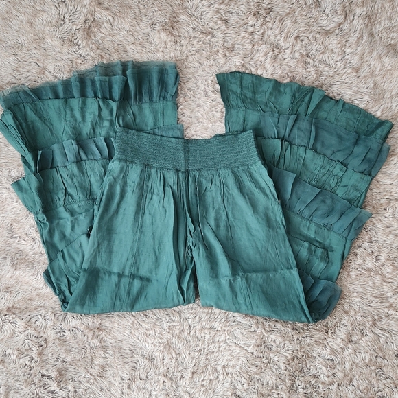 Free People Rock And Frill Pant Uncut Emerald Green - Picture 8 of 12